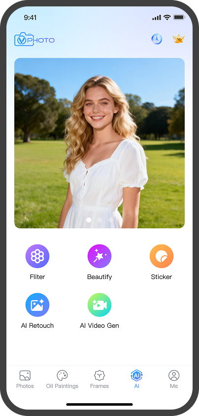VPhoto mobile app screen