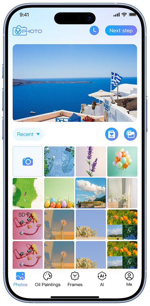 VPhoto mobile app screen
